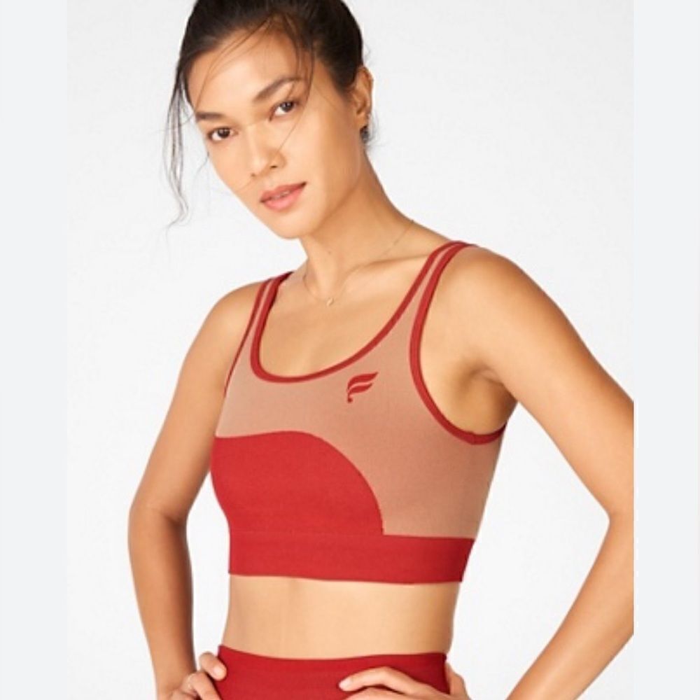Fabletics Red Sunny Reversible Low Impact Sports Bra • Medium